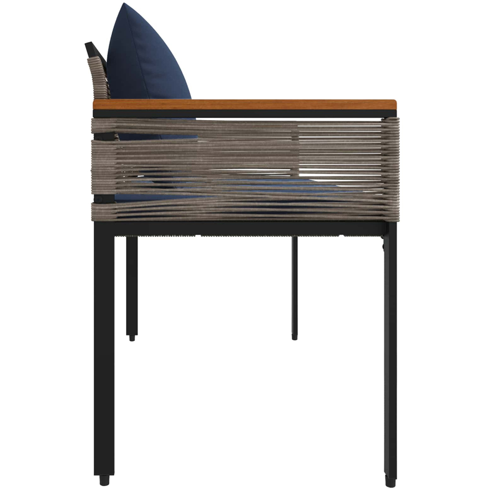vidaXL Grey and Navy Blue Poly Rattan Garden Bench with Cushion 117 x 54 x 74.5cm Image 5