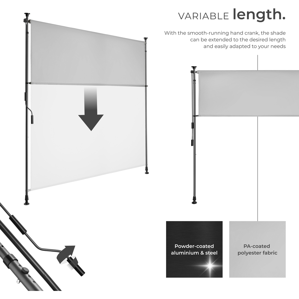 tectake Taija Light Grey Retractable Awning with hand crank 310 x 158cm Image 3