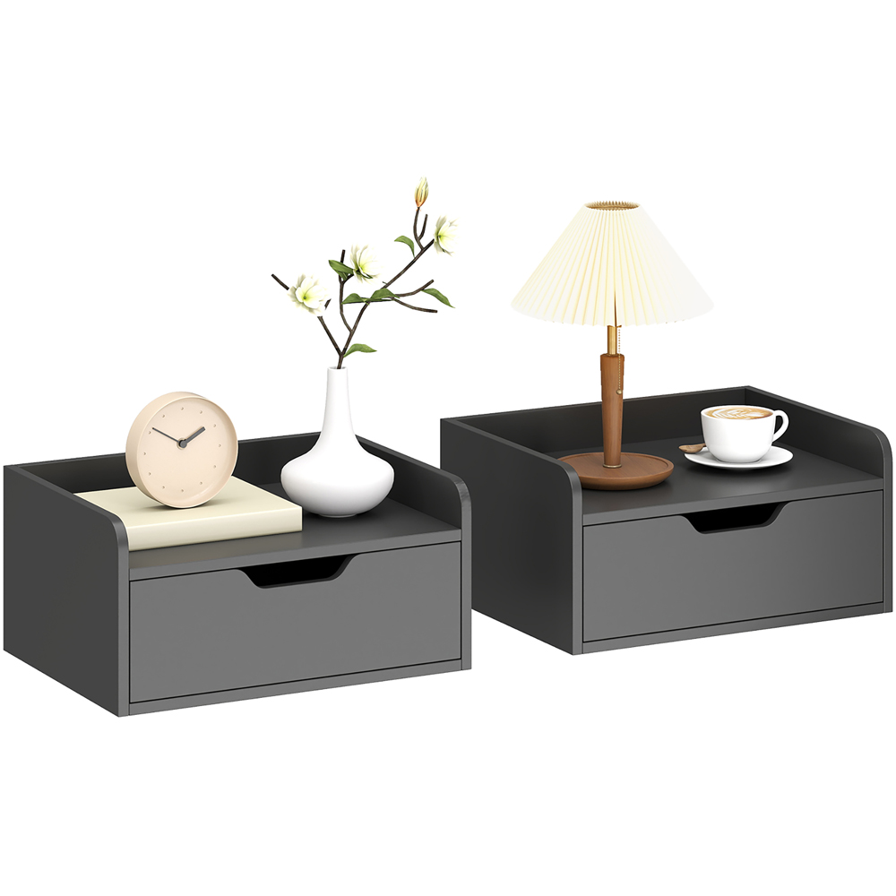 Portland Single Drawer Black Floating Nightstand Set of 2 Image 2