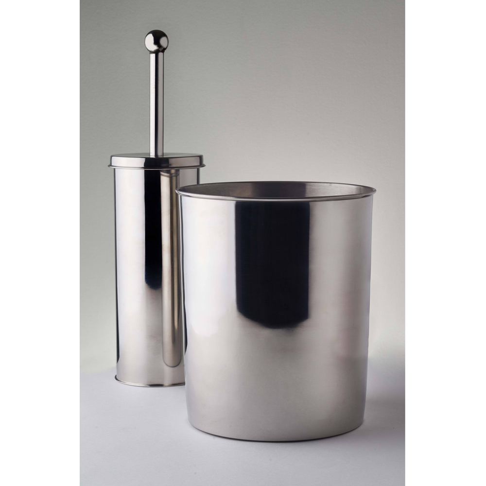 OurHouse Chrome Toilet Brush and Bin Image 3