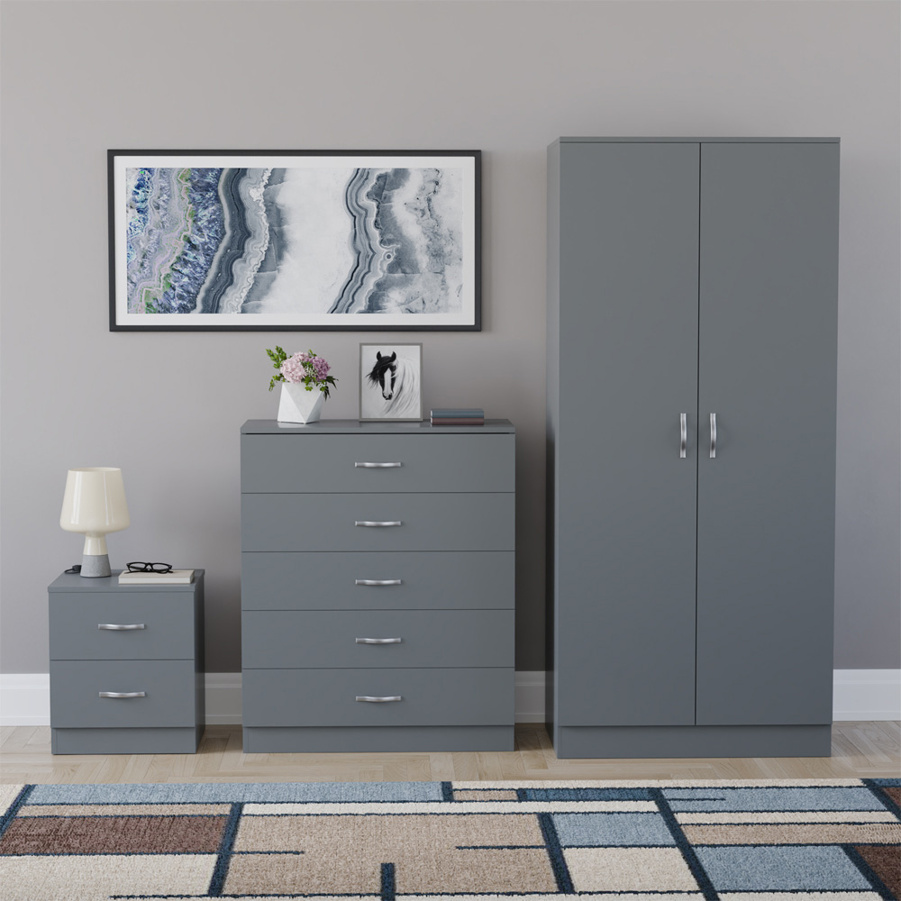VIDA DESIGNS Riano Grey 3 Piece Bedroom Furniture Set Image 2