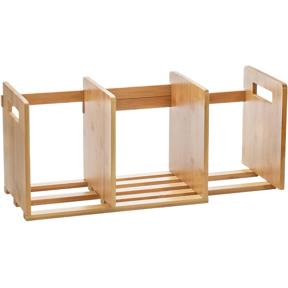 Avilo 3 Compartment Bamboo Adjustable Expandable Bookshelf Image 1