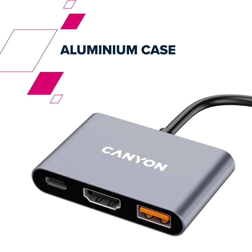 Canyon DS-4 3-in-1 Grey USB-C Port Hub Image 4