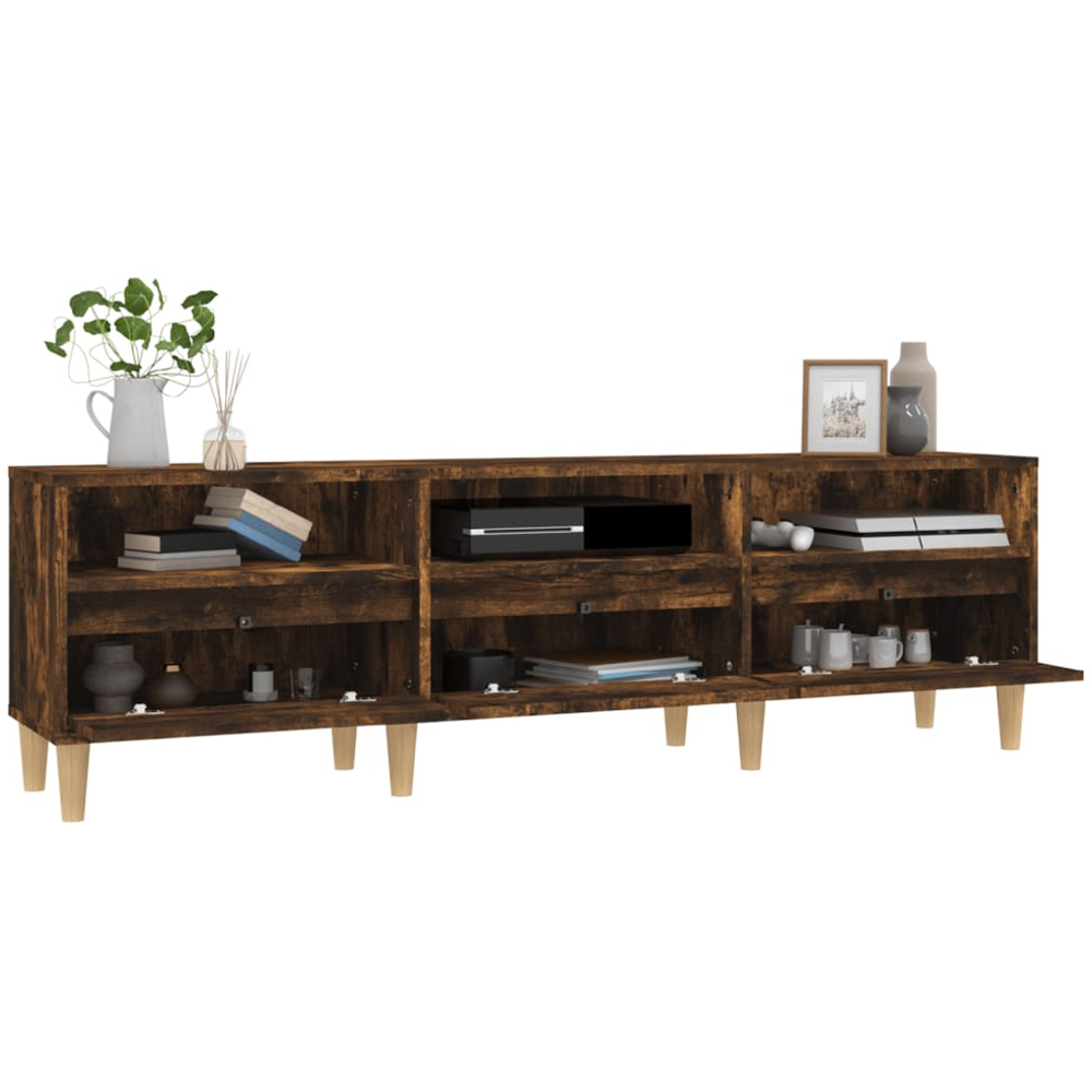 vidaXL 3 Door 3 Shelf Smoked Oak TV Cabinet Image 5