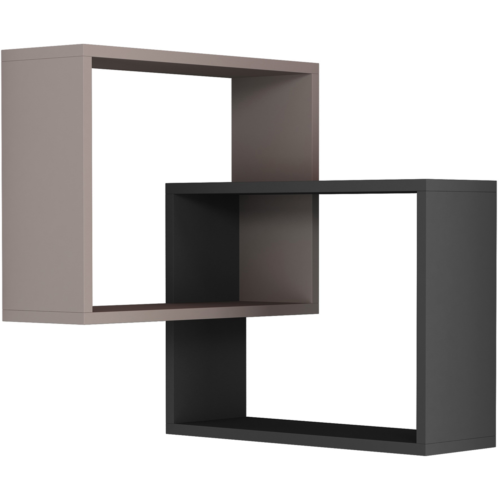 Decortie Ring Corner 3 Shelf Mocha Grey Anthracite Grey Wall Mounted Modern Bookcase Image 2
