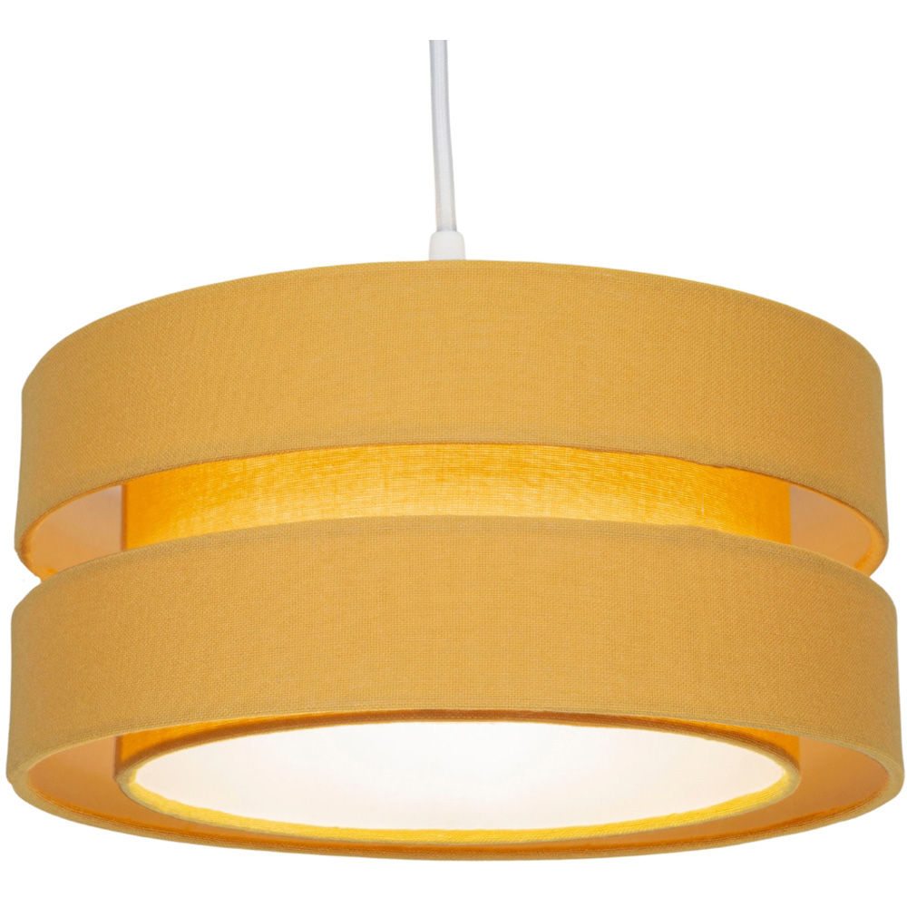 Happy Homewares 3 Tier Ochre Linen Fabric Ceiling Pendant Shade Image 3