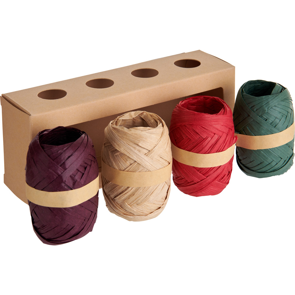 wilko Red Green Purple and Brown Raffia Ribbons 8m 4 Pack Image 3