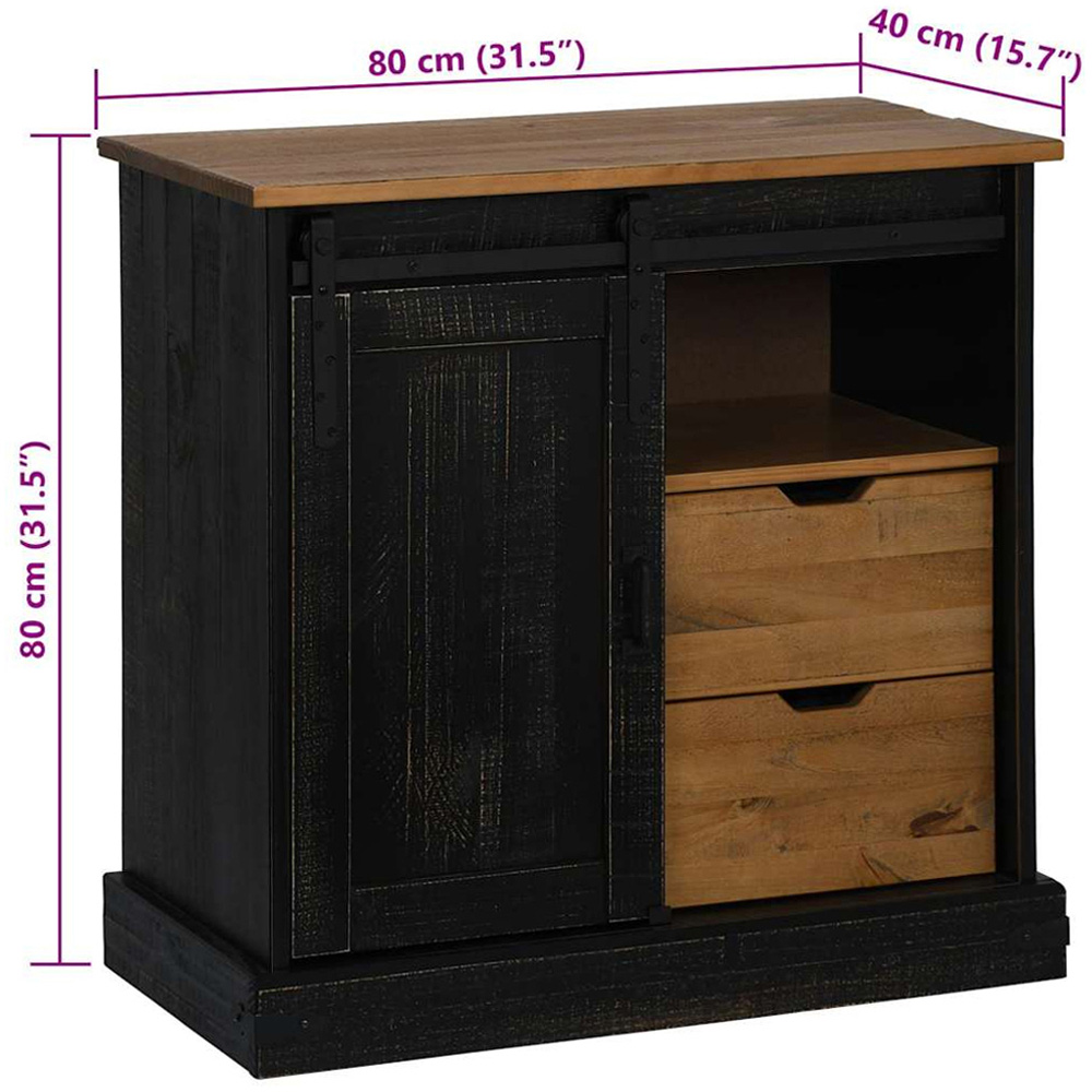 vidaXL Halden Single Door 2 Drawer Single Shelf Black Wooden Sideboard Image 9