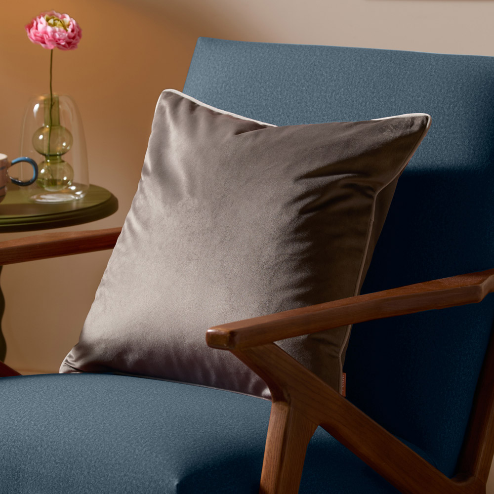 Furn Meridian Charcoal and Dove Velvet Cushion 45 x 45cm Image 2