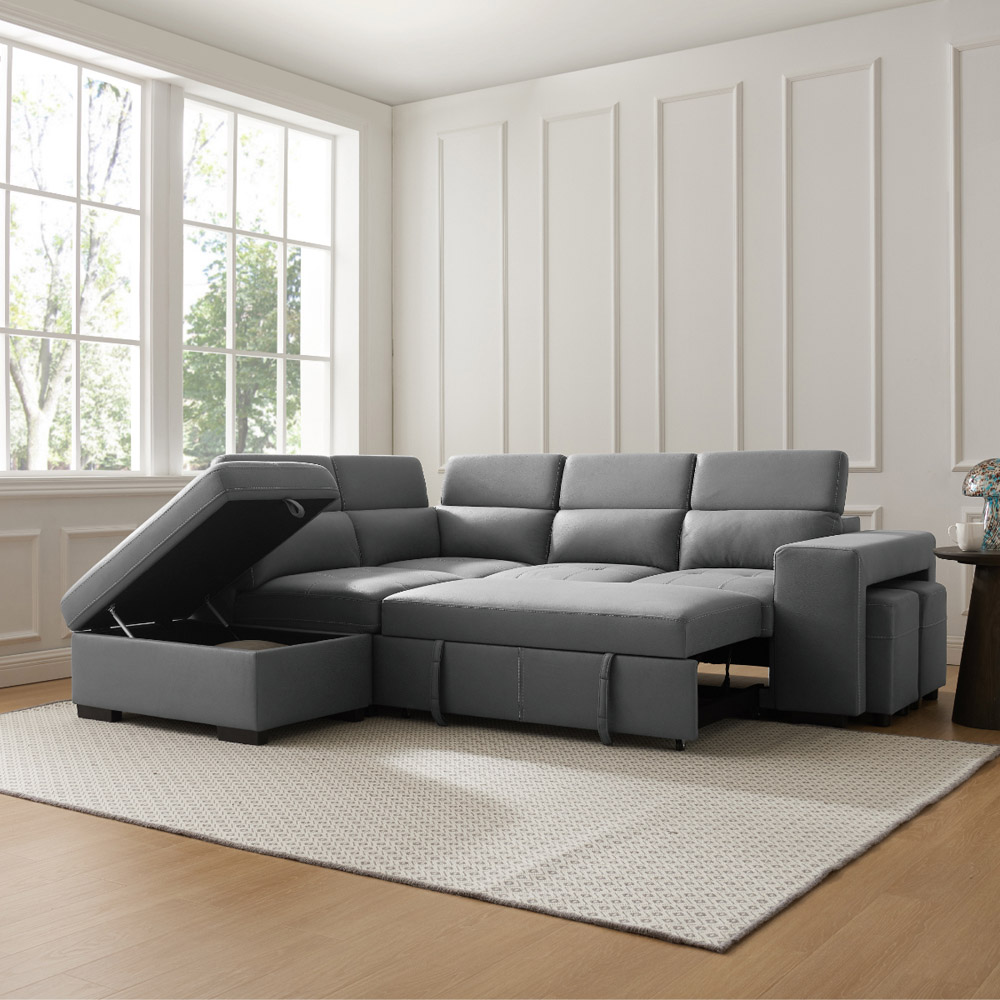 Home Detail Scarlett 5 Seater Grey Air Leather Left Hand Corner Sofa Image 9