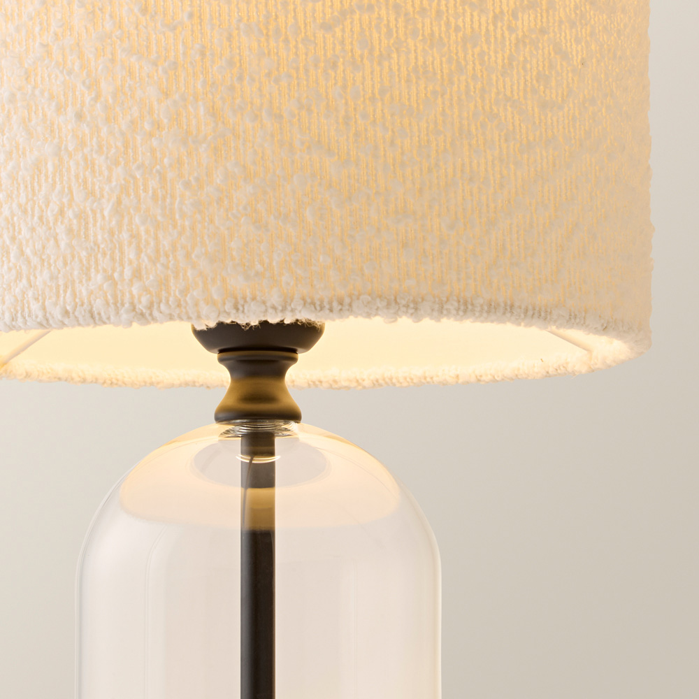 ValueLights Jessy Black and Cream Boucle Shade Glass LED Table Lamp Image 4