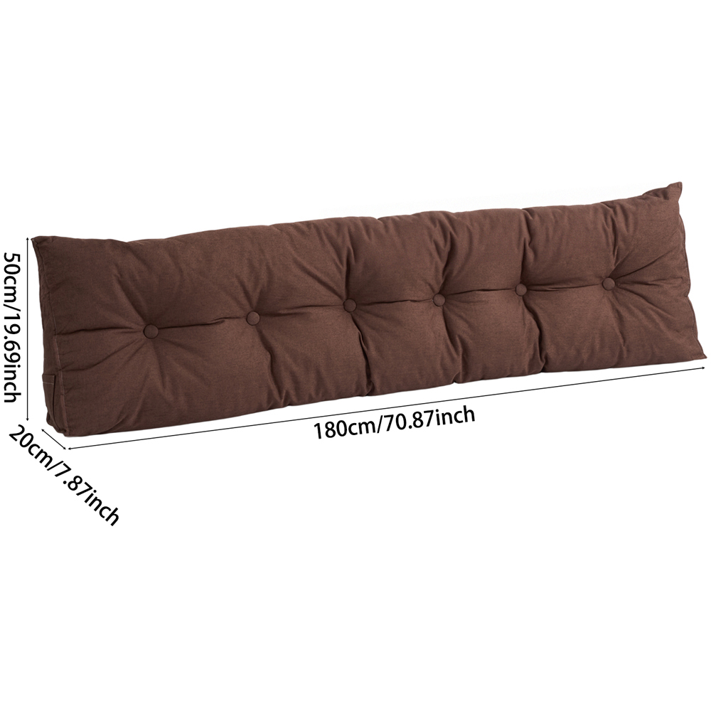 Living and Home Brown Washable Wedge Headboard Pillow with Side Pocket 50 x 180cm Image 8