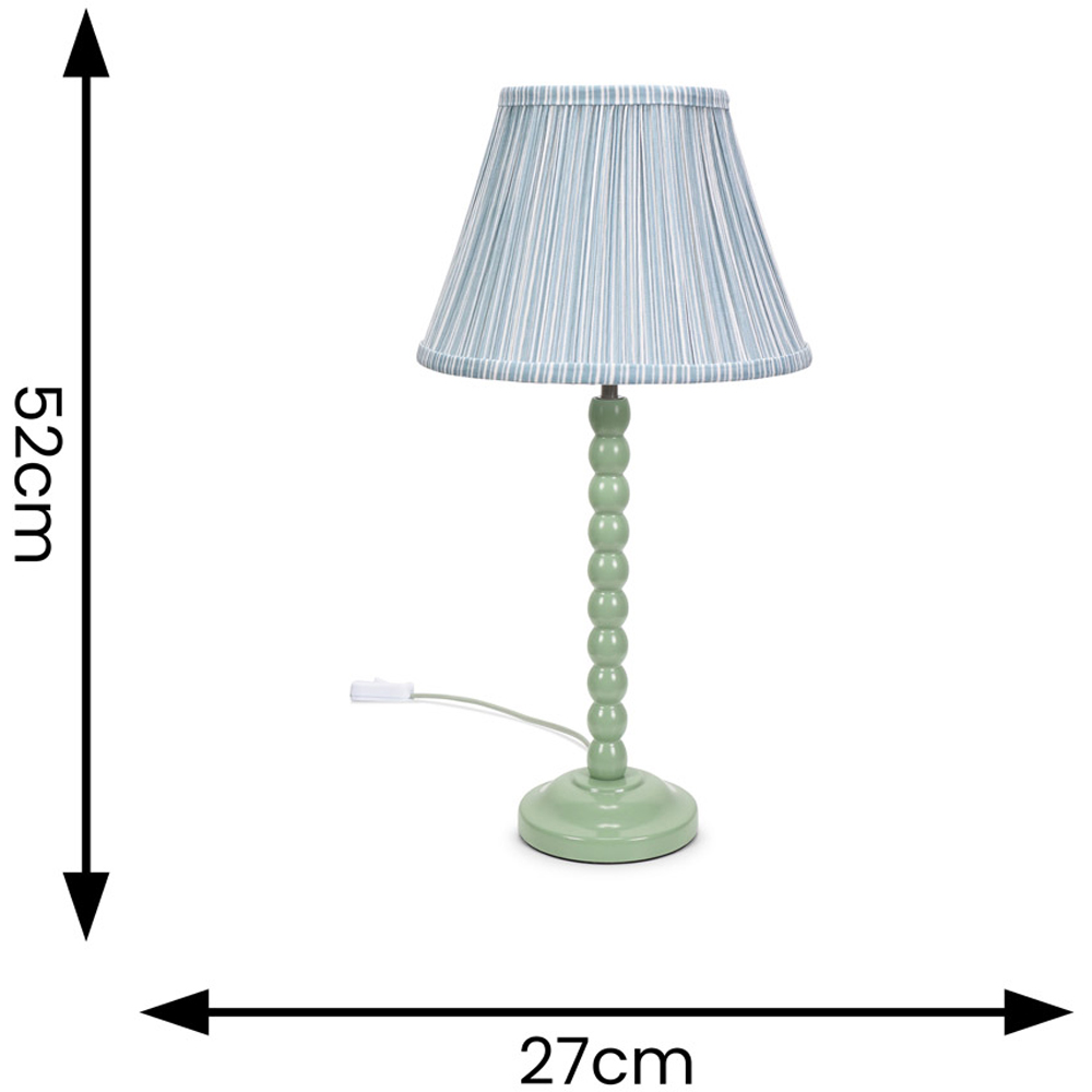 ValueLights Bobbins Blue Stripe Shade Sage Green LED Table Lamp Image 6