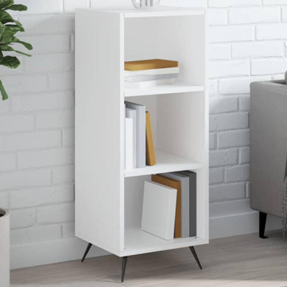 vidaXL 3 Shelf White Tall Storage Cabinet Image 1