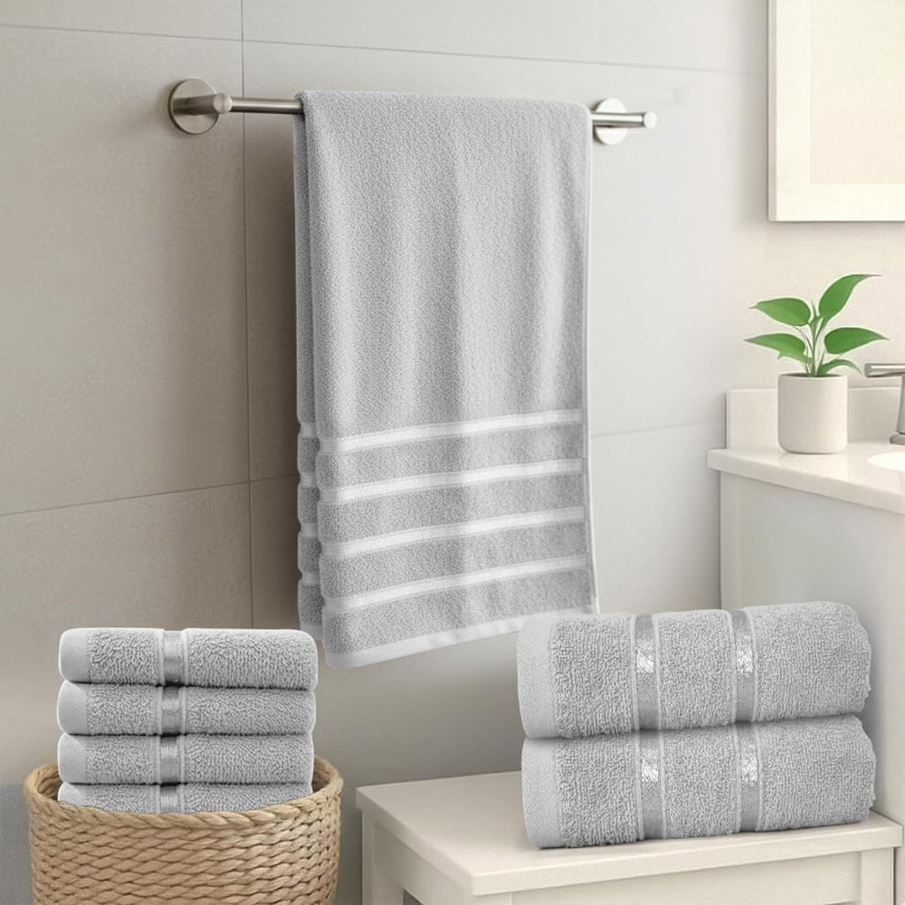 Smart Living Boston 8 Piece Silver Towel Bale Set Image 3
