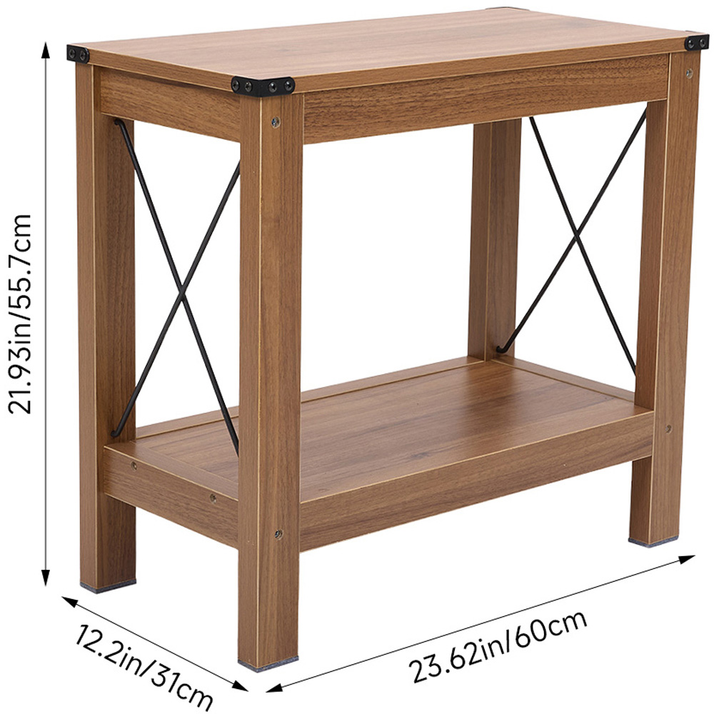 Living and Home Single Shelf Wood-Coloured Side Table Image 9