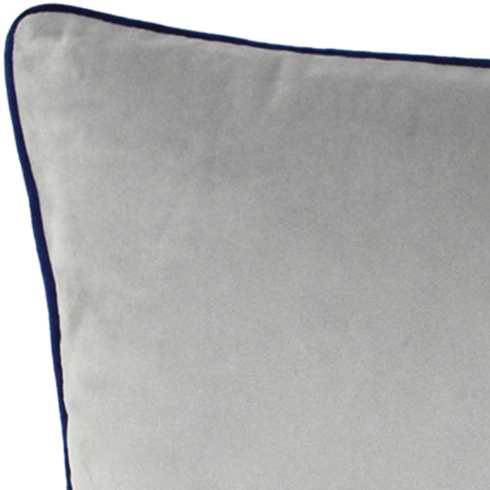 Paoletti Meridian Silver Navy Velvet Cushion Image 2