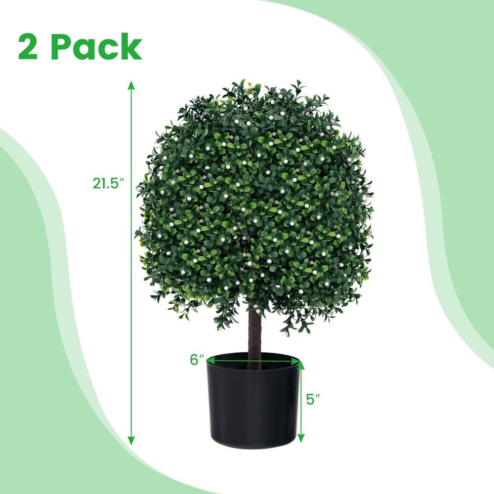 Costway Boxwood Topiary Ball Tree Artificial Plant In Pot 1.8ft 2 Pack Image 9