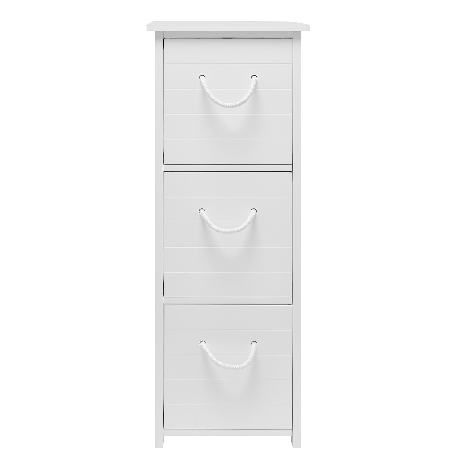 Aura 3 Drawer White Cabinet with Rope Handles Image 2