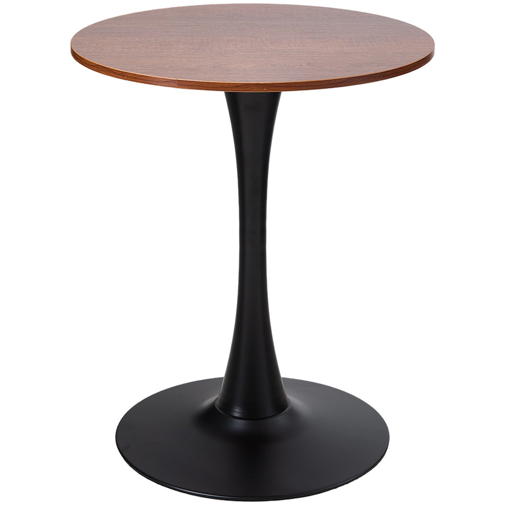 Living and Home 2 Seater Metal Base Modern Round Dining Table Walnut and Black Image 2