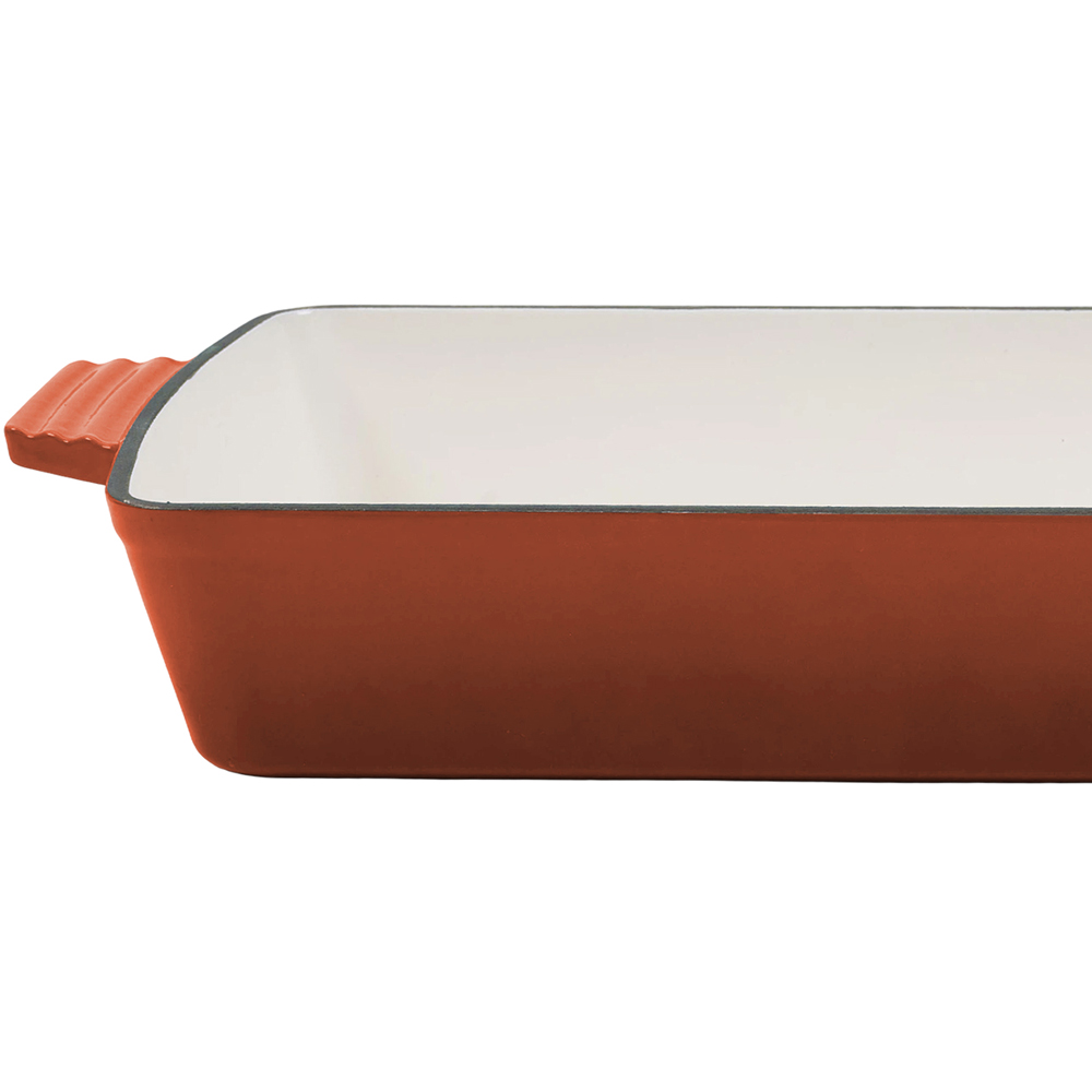 Living and Home 3.7L Orange Enamelled Cast Iron Rectangular Baking Dish Image 5