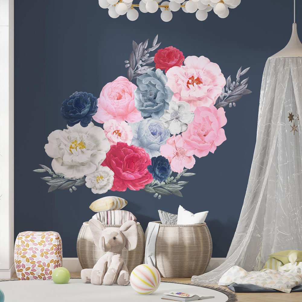 Walplus Blue and Pink Flower Theme Wall Stickers Image 3