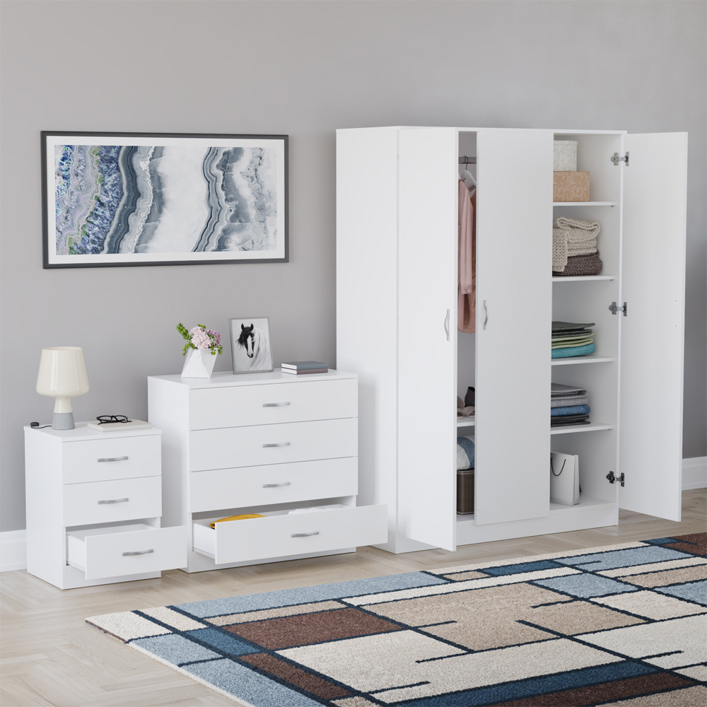 VIDA DESIGNS Riano White 3 Piece Bedroom Furniture Set Image 5