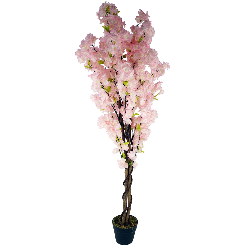 Leaf Pink Blossom Artificial Tree in Pot 150cm Image 1