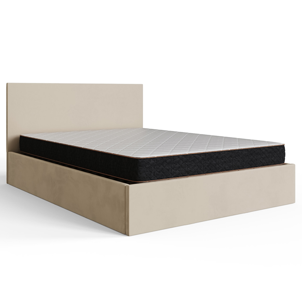 GFW Small Double Natural Velvet End Lift Ottoman Bed Image 2