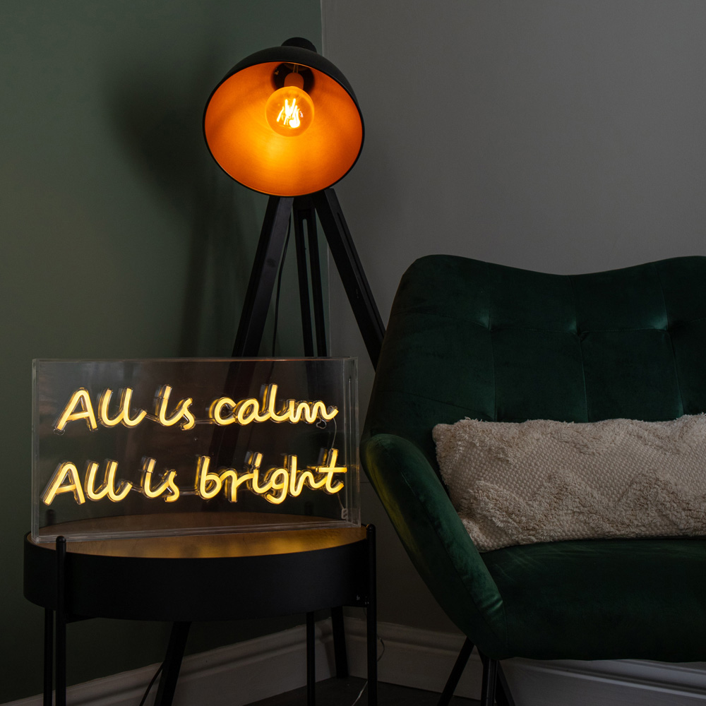 Samuel Alexander Warm White LED Light Up Neon All is Calm All is Bright Christmas Decoration Image 2