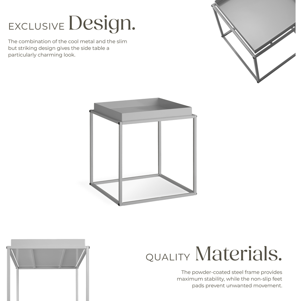 tectake Cambridge Single Shelf Grey Bedside Table Image 4