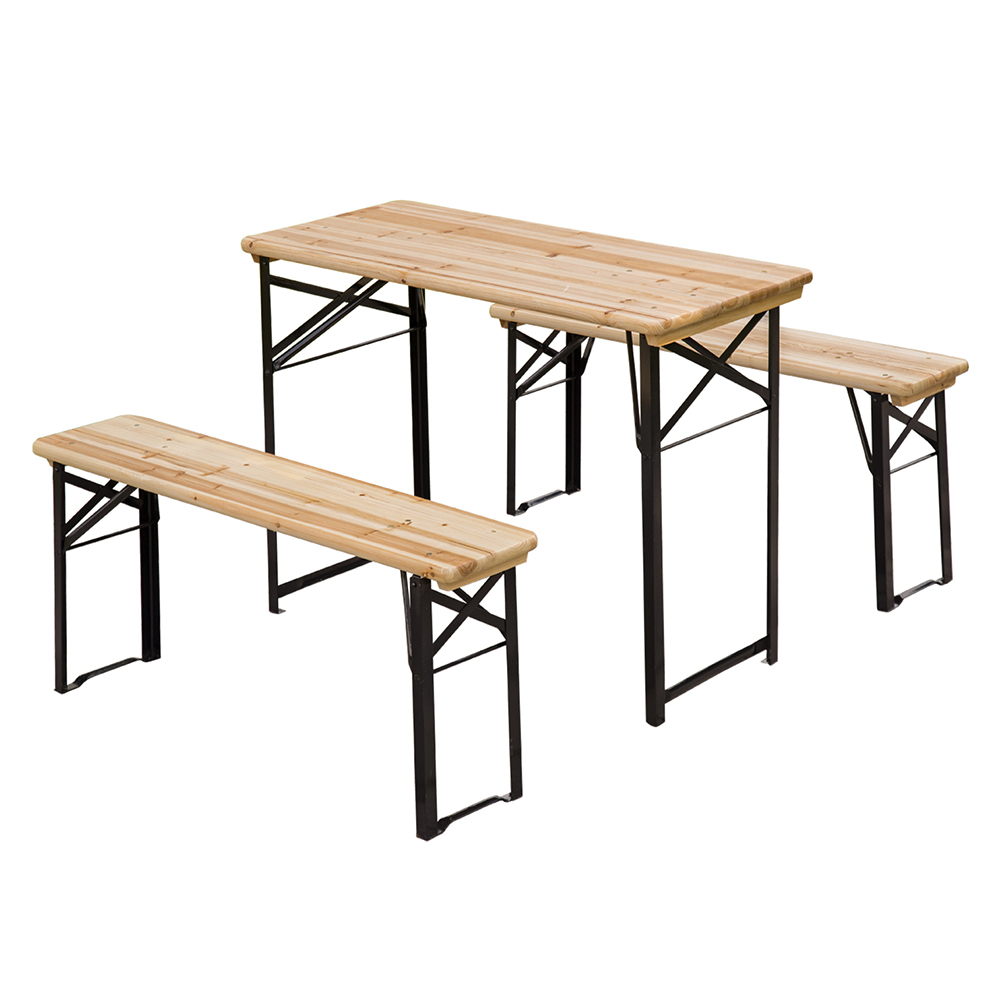 Outsunny Folding Picnic Table and Bench Set Image 1
