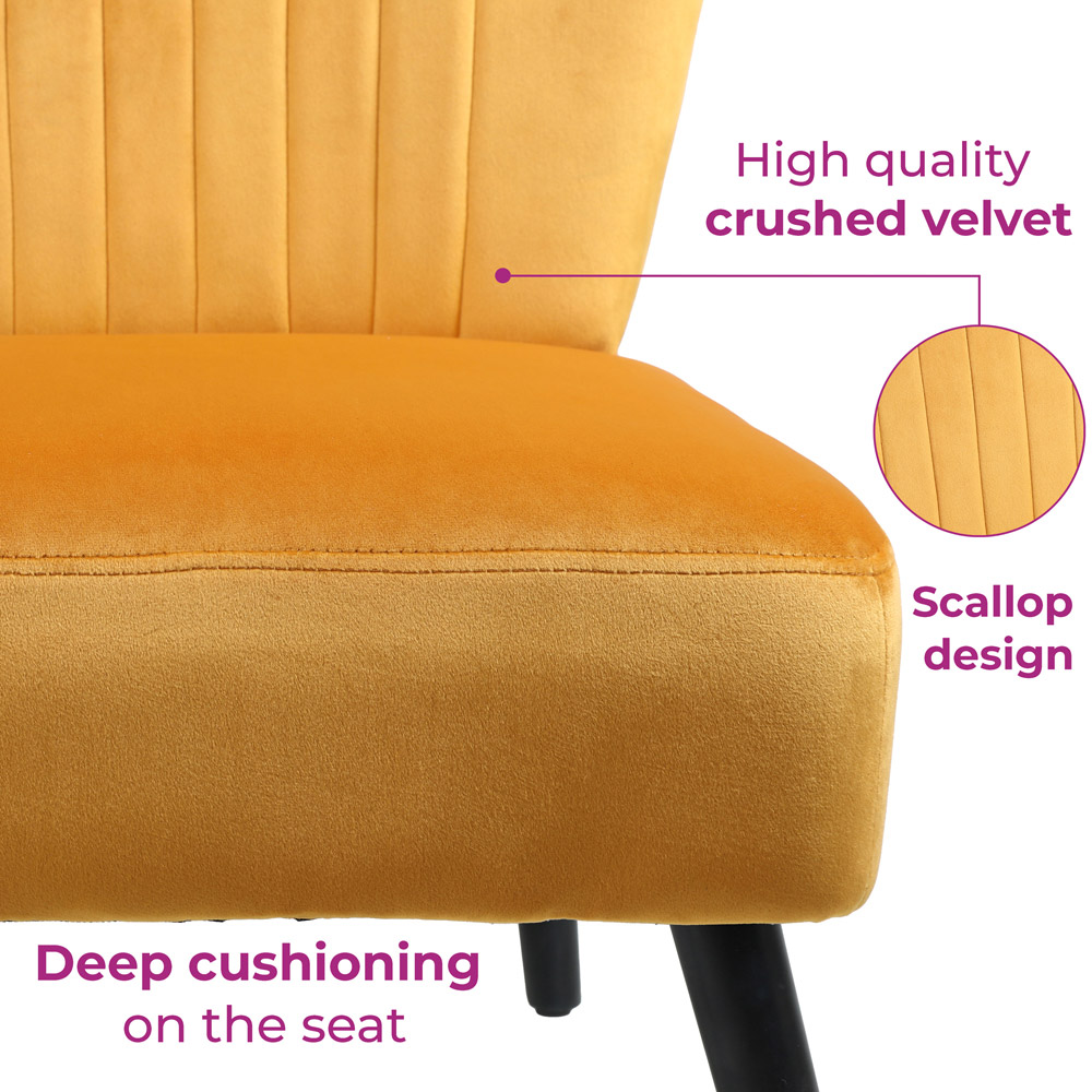 Neo Mustard Yellow Velvet Shell Chair Image 5