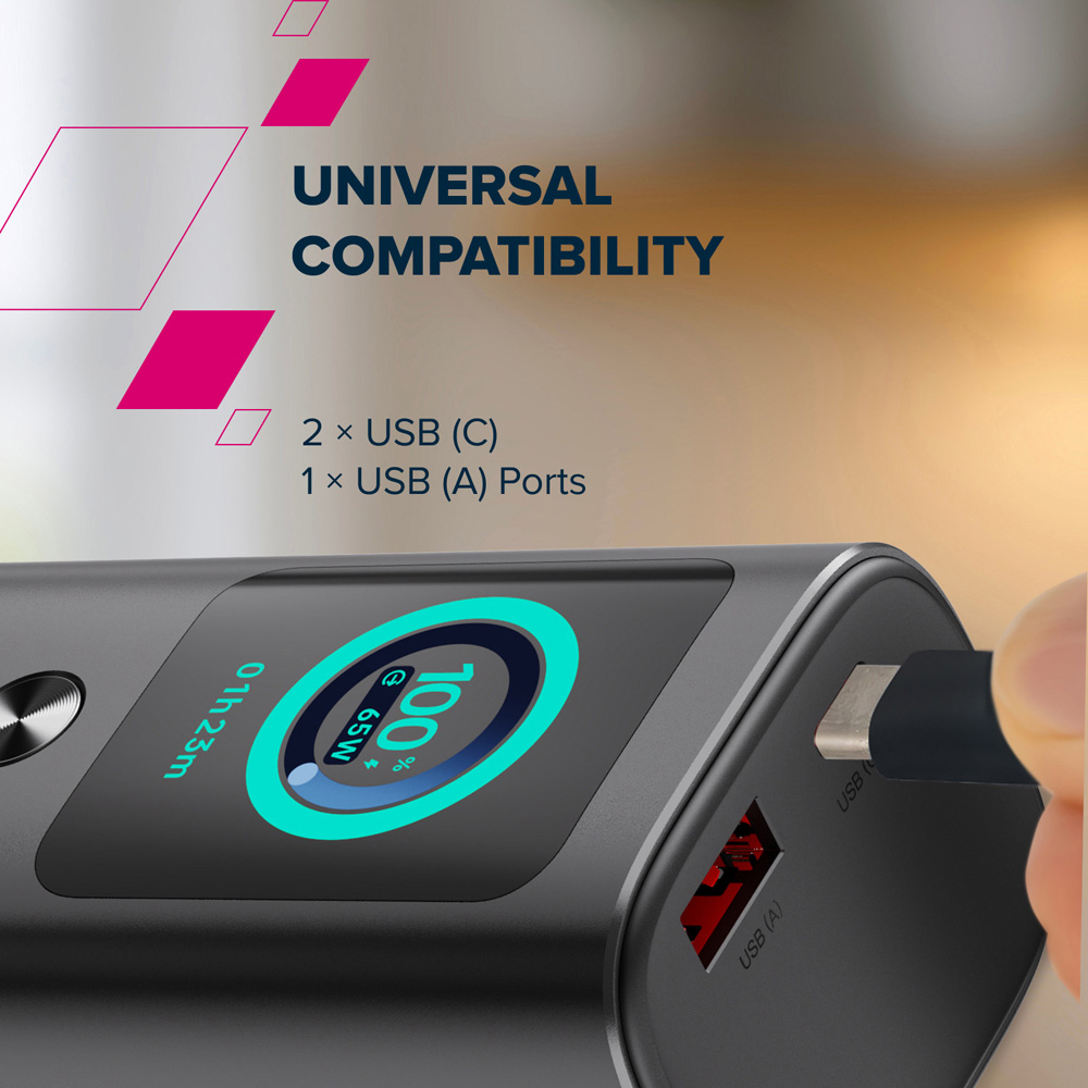 Canyon OnPower 265 Dark Grey Built-in Cable Power Bank 165W 20000mAh Image 6
