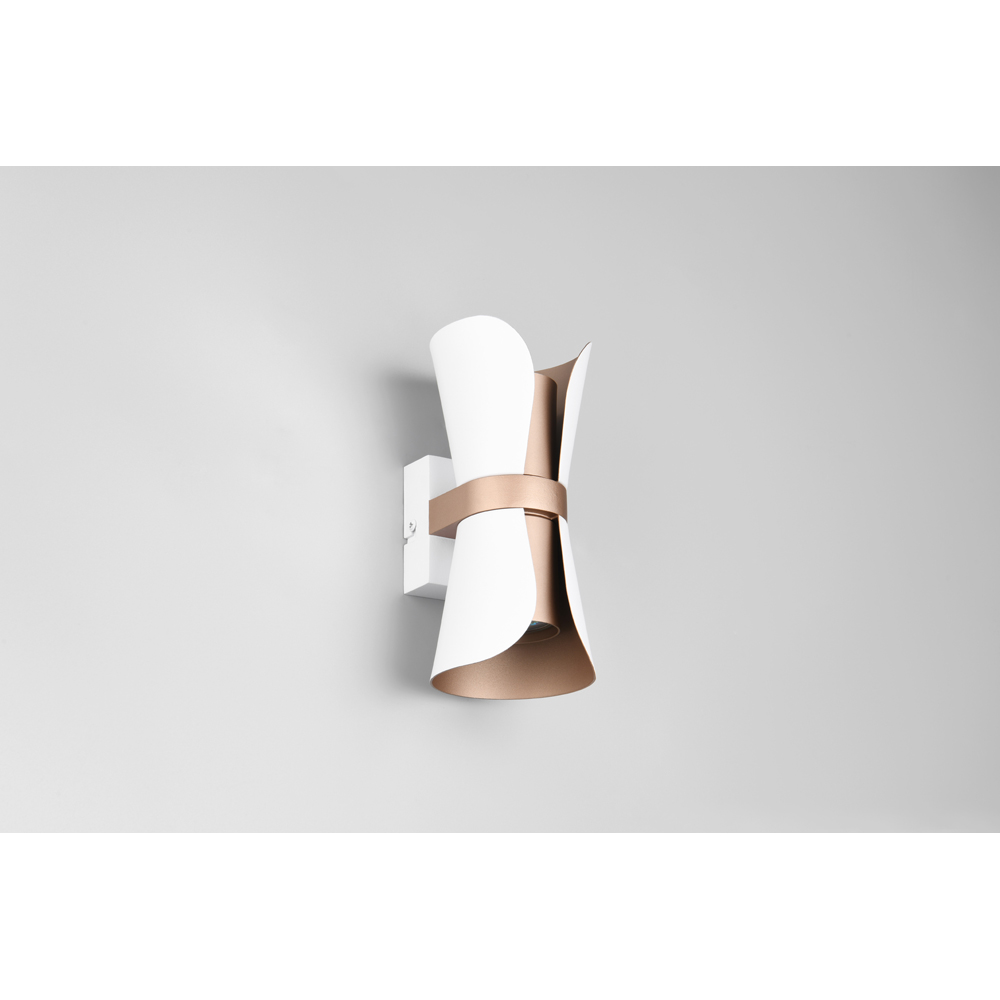 TRIO Coat Matt White and Coffee Up and Down Wall Light Image 6