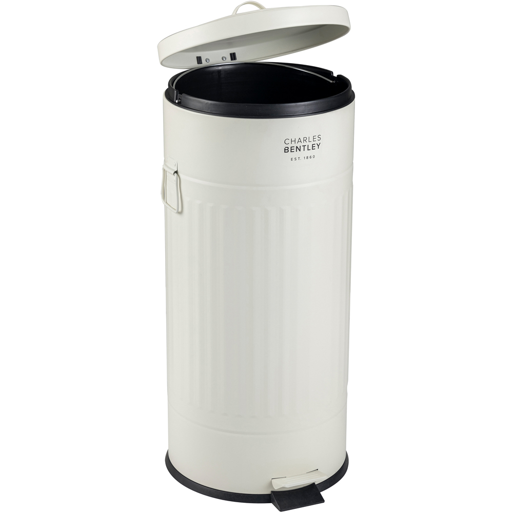 Charles Bentley Retro Cream Round Pedal Bin 30L Image 6