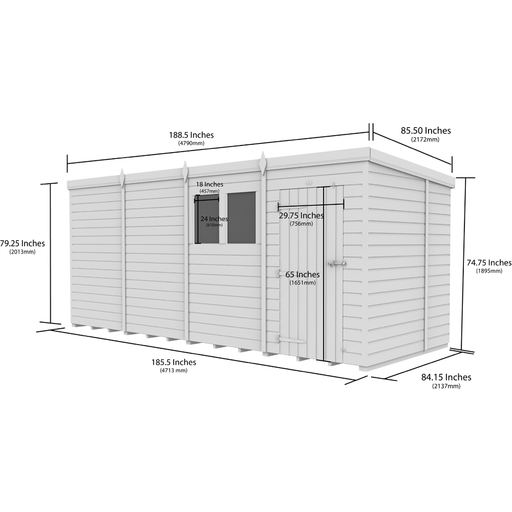 DIY Sheds 16 x 7ft Tongue and Groove Timber Pent Garden Shed Image 9