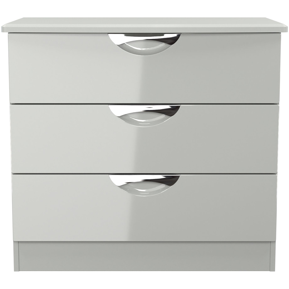 Crowndale Camden 3 Drawer Grey Gloss and Dusk Grey Chest of Drawers Ready Assembled Image 2