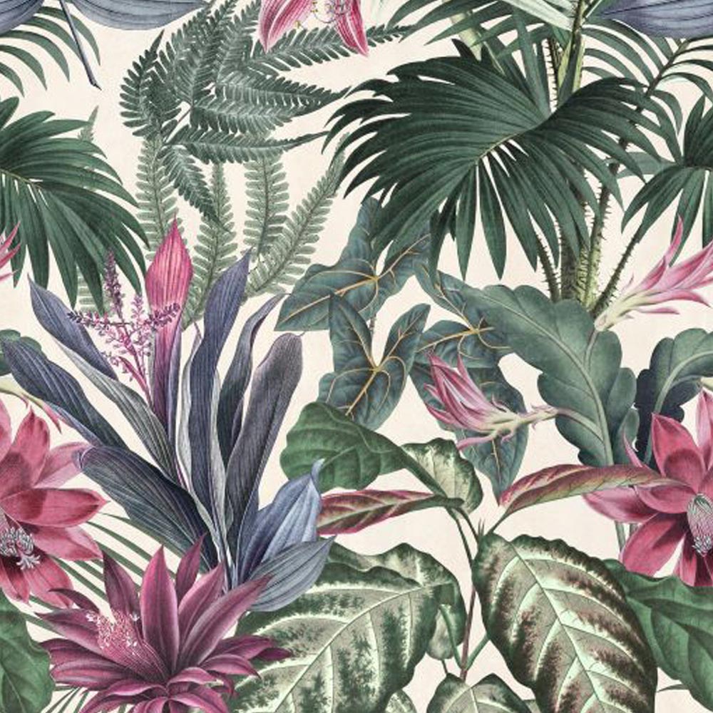 Grandeco Jungle Green Pink 3 Lane Wall Mural Image 2
