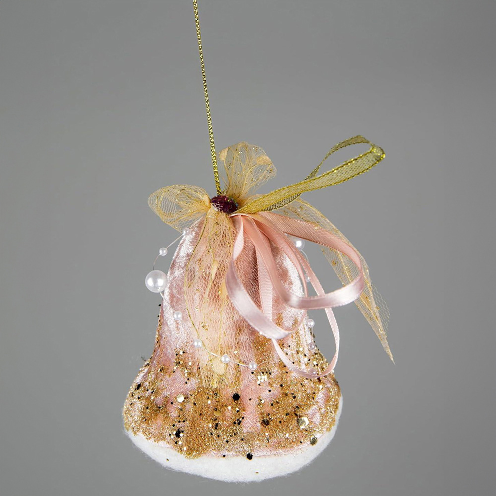 Shatchi Light Pink Santa Bell Hanging Christmas Decoration 3 Pack Image 2