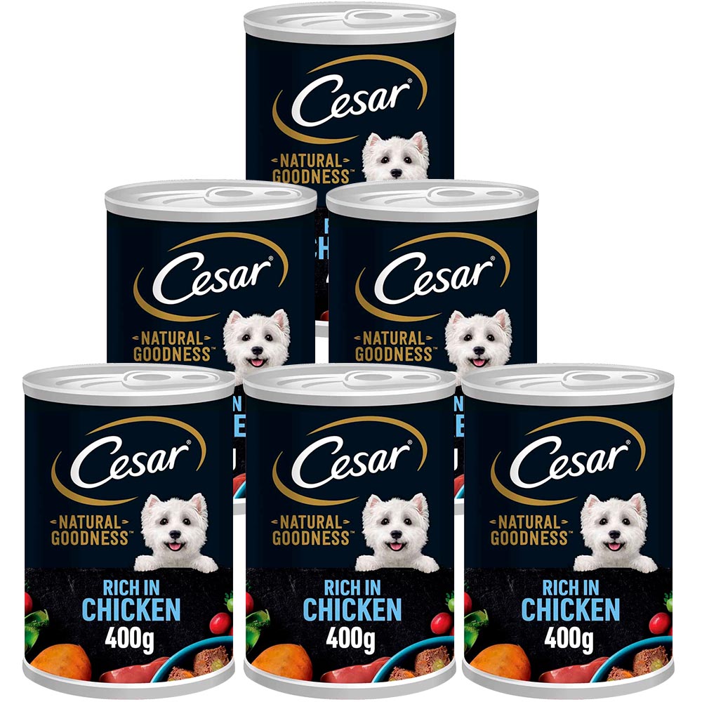 Cesar Natural Goodness Chicken and Veg Adult Wet Dog Food Tin Case of 6 x 400g Image 1