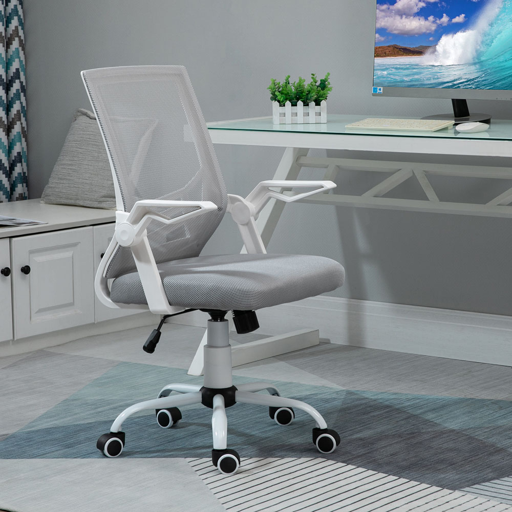 Portland Light Grey Mesh Swivel Lumbar Office Chair Image 1