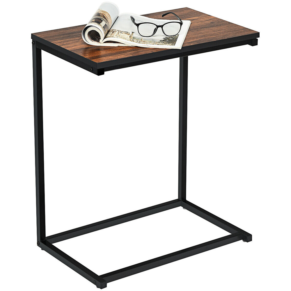 Costway Brown Industrial Styled C Shaped Side Table Image 3