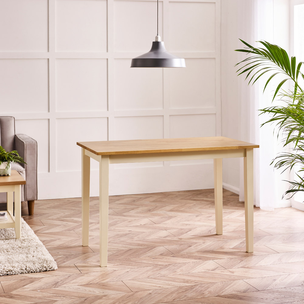 Furniturebox Salisbury 4 Seater Wooden Small Dining Table Oak and Cream Image 5