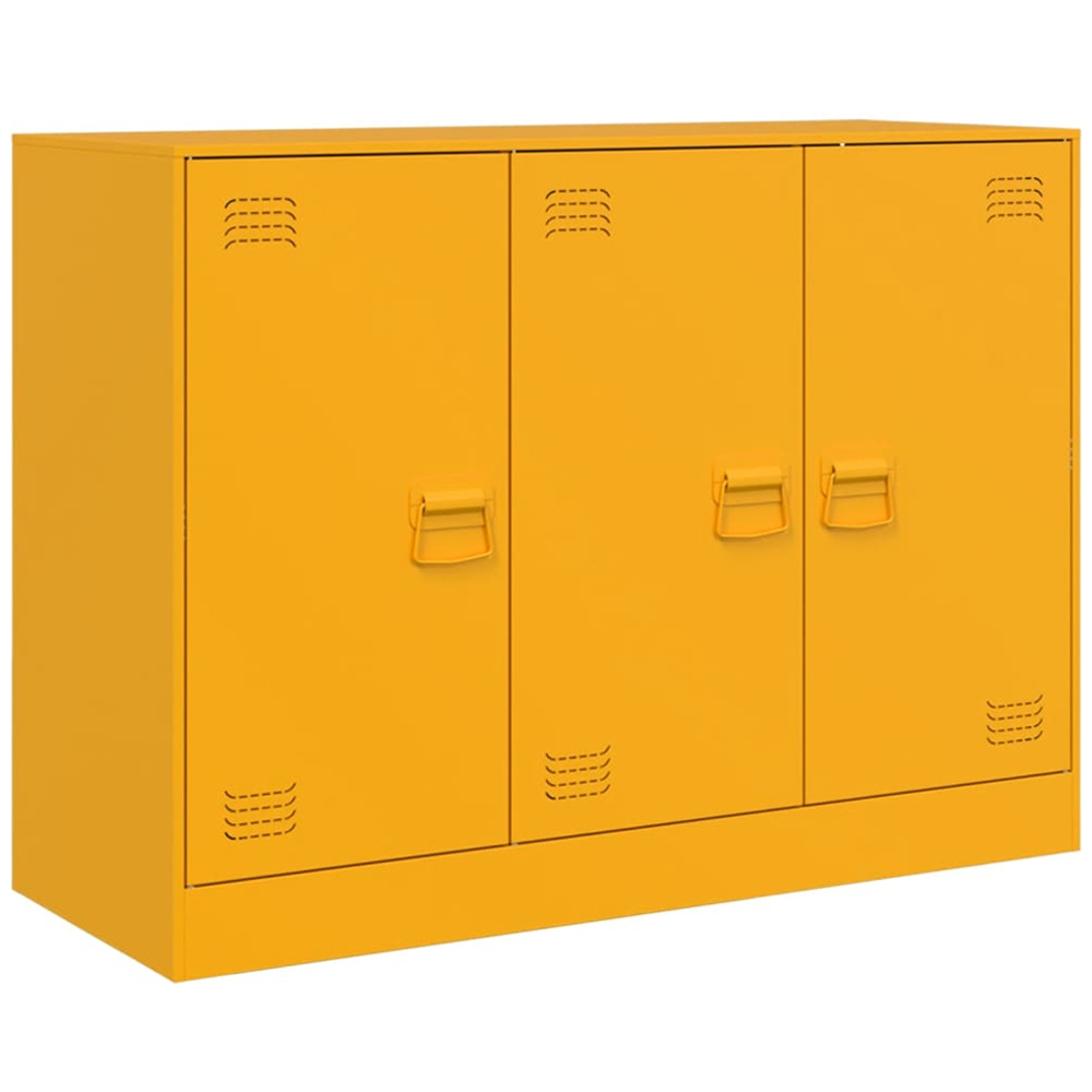 vidaXL 3 Door Mustard Yellow Metal Sideboard Image 2