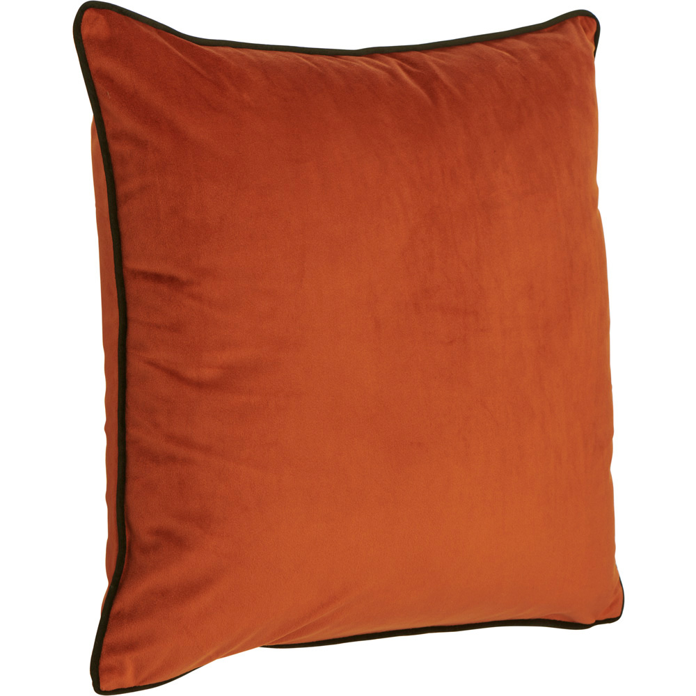 Wilko Velour Cushion Orange and Black Pipe 43 x 43cm Image 2