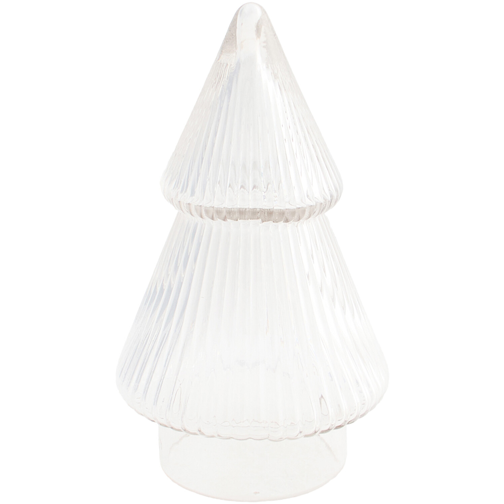 Ribbed Glass Christmas Tree Jar Clear Image 3
