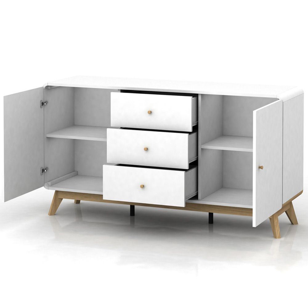 Loft24 Cassie 2 Door 3 Drawer White Sideboard Image 3