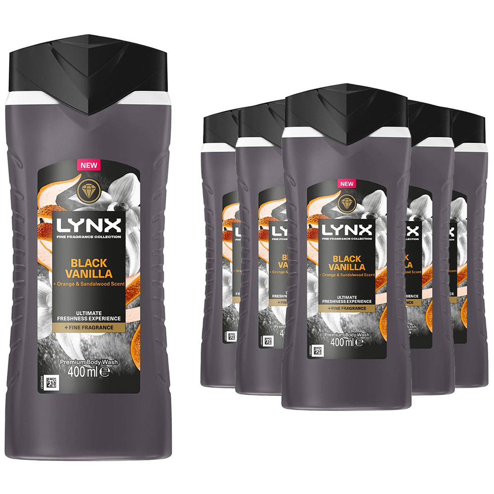 Lynx Black Vanilla Body Wash 400ml 6 Pack Image 1