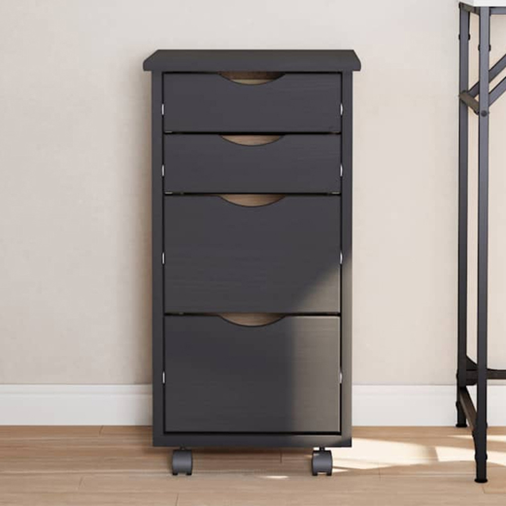 vidaXL 4 Drawer Grey Rolling Storage Cabinet Image 1